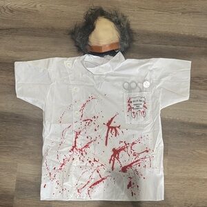 Killer dentist Halloween costume shirt & wig